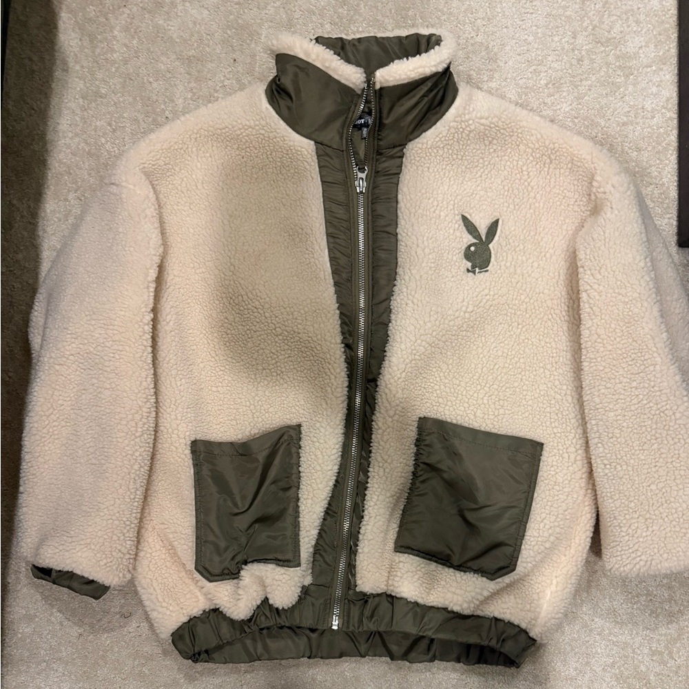 PLAYBOY Beige and Khaki Teddy Jacket